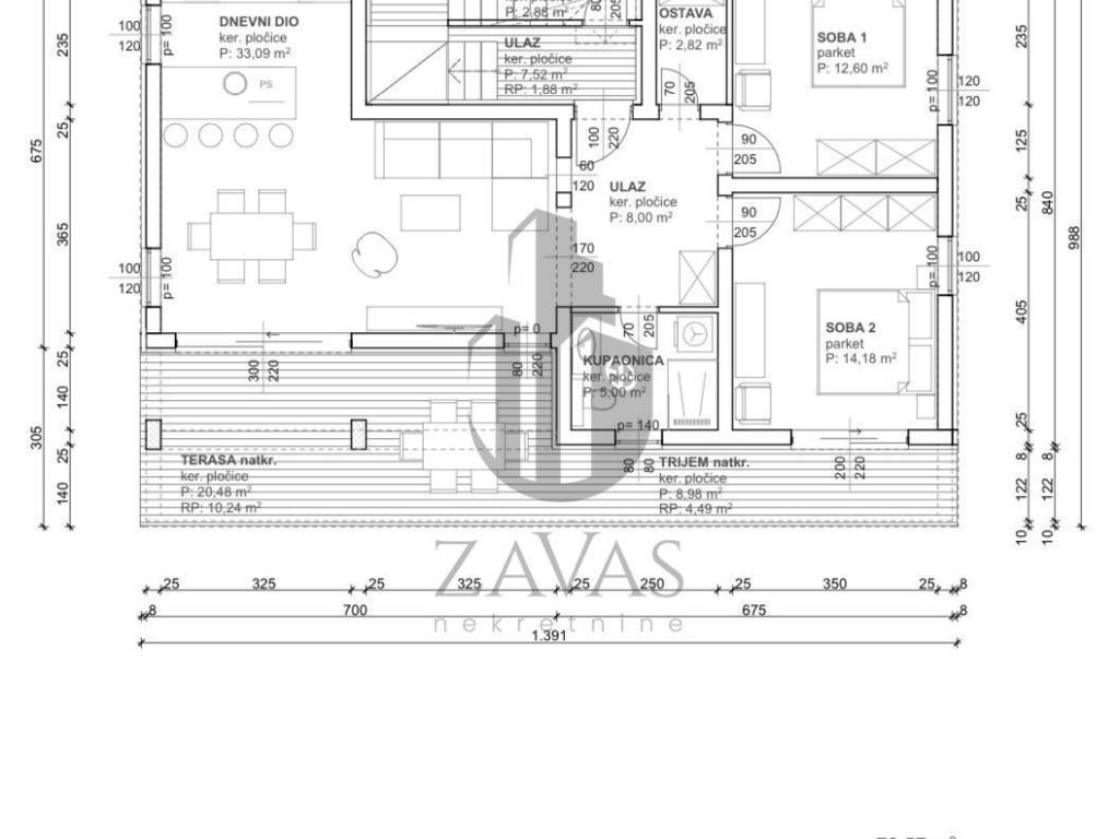 Flat in a new building, Sale, Jasenice, Maslenica