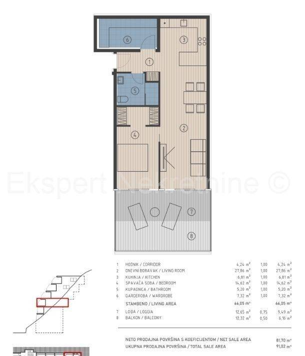 Flat in a new building, Sale, Dugi rat, Jesenice