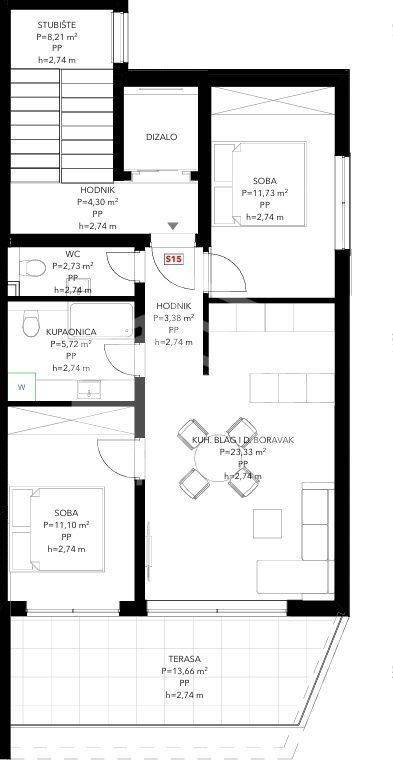 Flat in a new building, Sale, Okrug, Okrug Gornji