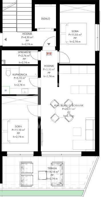 Flat in a new building, Sale, Okrug, Okrug Gornji