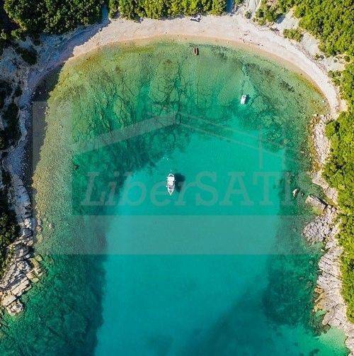 aerial view of the open sea