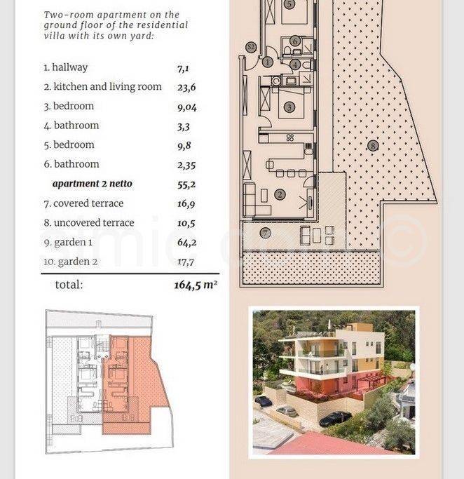 Apartman na moru, Prodaja, Okrug, Okrug Gornji