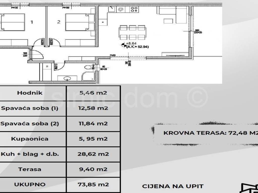 Apartman na moru, Prodaja, Okrug, Okrug Gornji