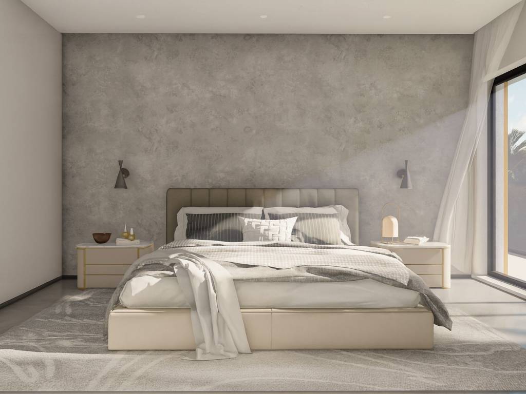 large bedroom with terrace access & natural light