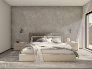 large bedroom with terrace access & natural light