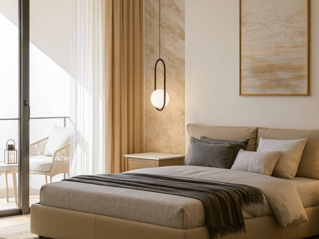 Large bedroom with balcony