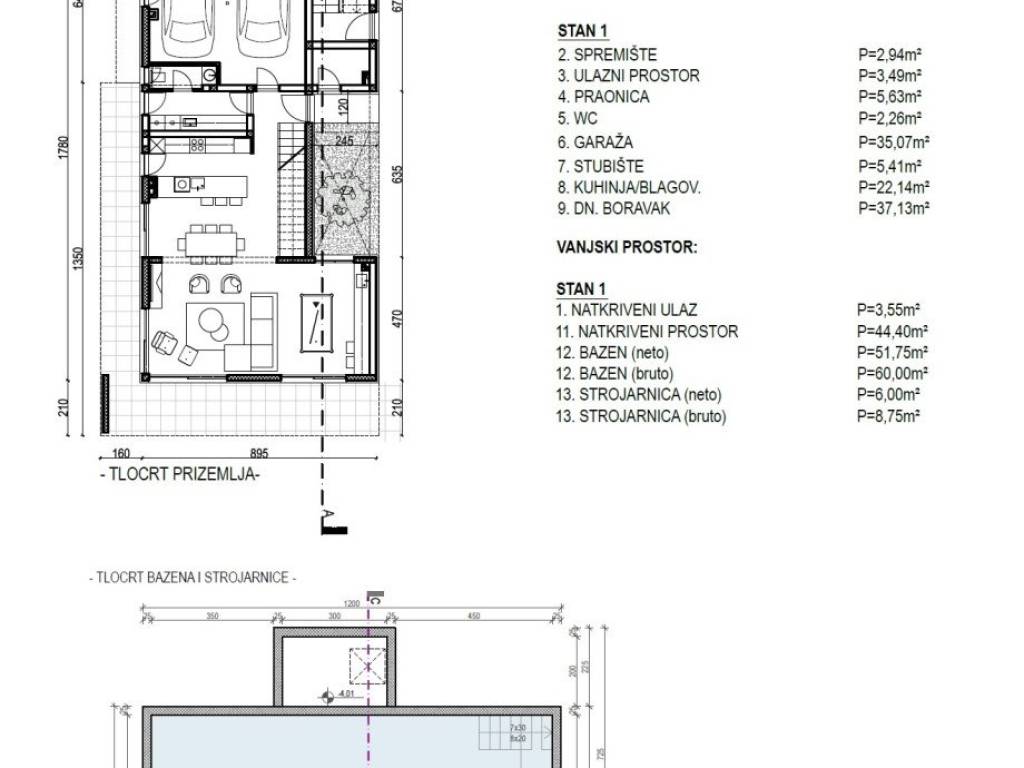 Primosten, gradjevinsko zemljiste - Primosten Burnji - tlocrt 1