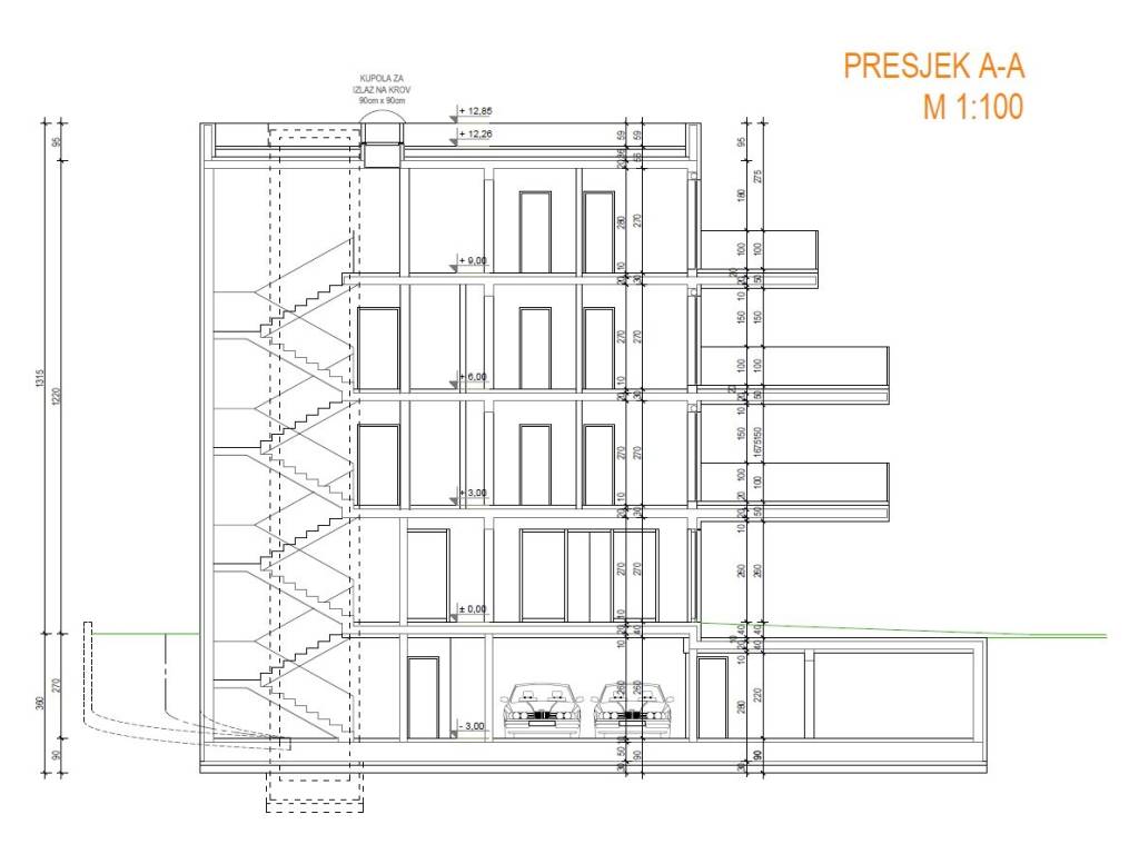 Prodaja stanova Zagreb, Podsused - Vrapce - novogradnja - presjek zgrade