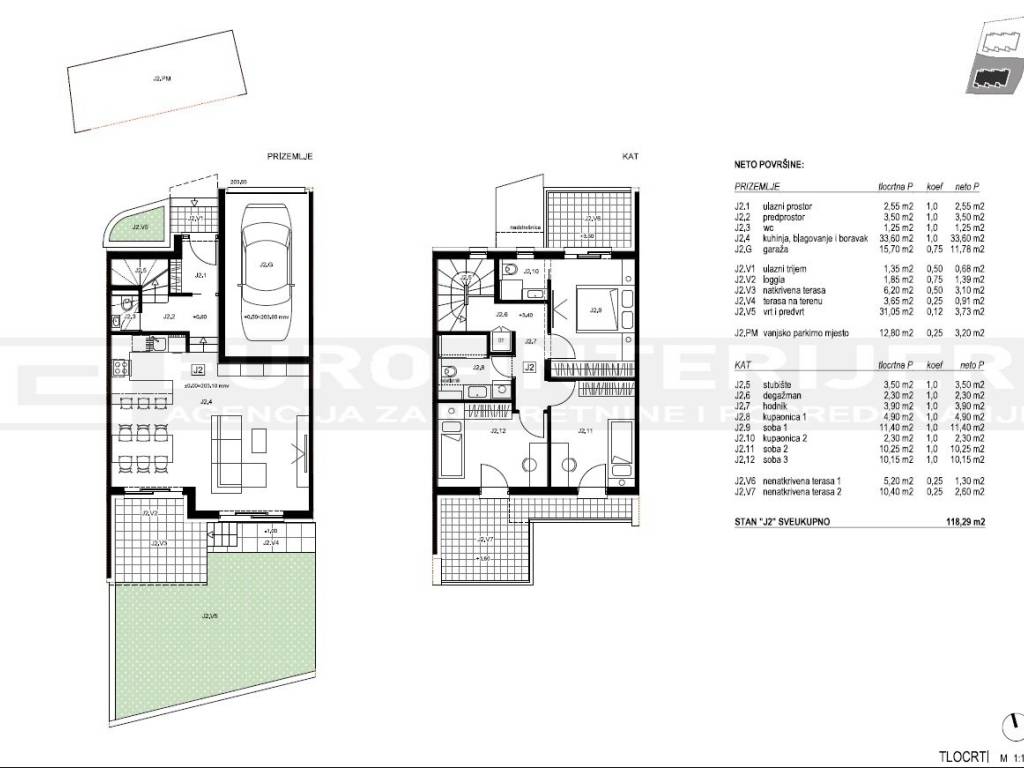 Zagreb, prodaja kca Perjavica - dvoetazna u novogradnji - tlocrt kuce