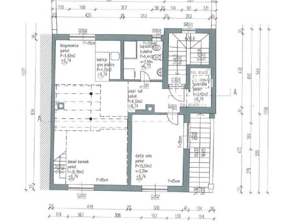 Zagreb, prodaja kuca Maksimir tlocrt 2 kat