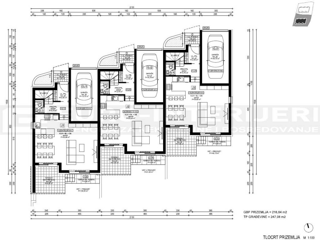 PRODAJA KUCA ZAGREB - PERJAVICA - NOVOGRADNJA TLOCRT PRIZEMLJA J1