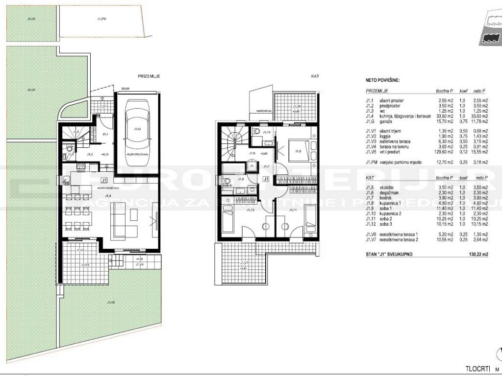 PRODAJA KUCA ZAGREB - PERJAVICA - NOVOGRADNJA TLOCRT KUCE J1