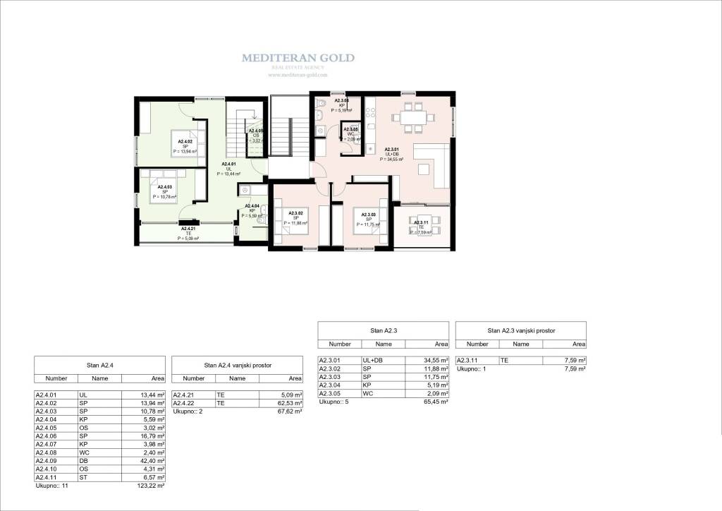 A2-4, TROSOBAN, DVOETAŽAN, 1.I 2.KAT-ink
