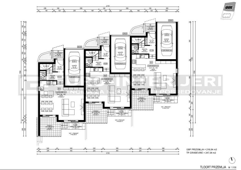 zgrada S tlocrt prizemlja