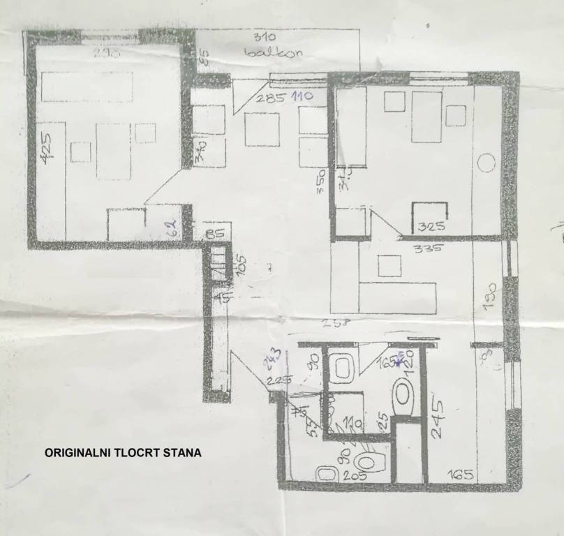 Zagreb, prodaja stana Stenjevec - tlocrt stana orginal