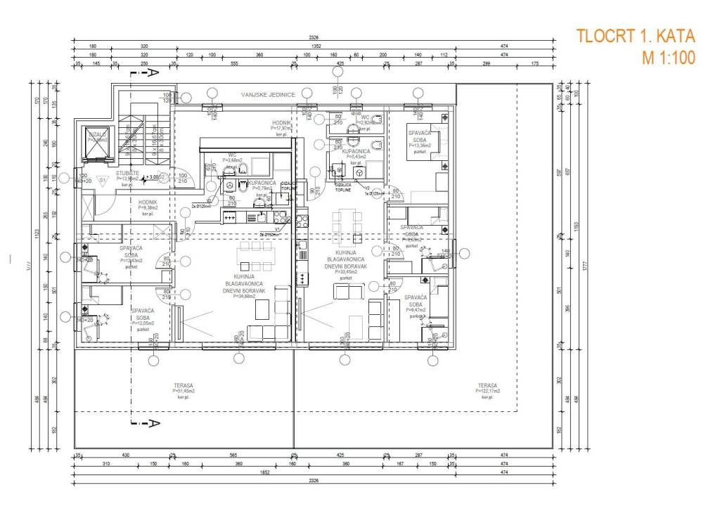 Prodaja stanova Zagreb, Podsused - Vrapce - novogradnja - tlocrt prvog kata