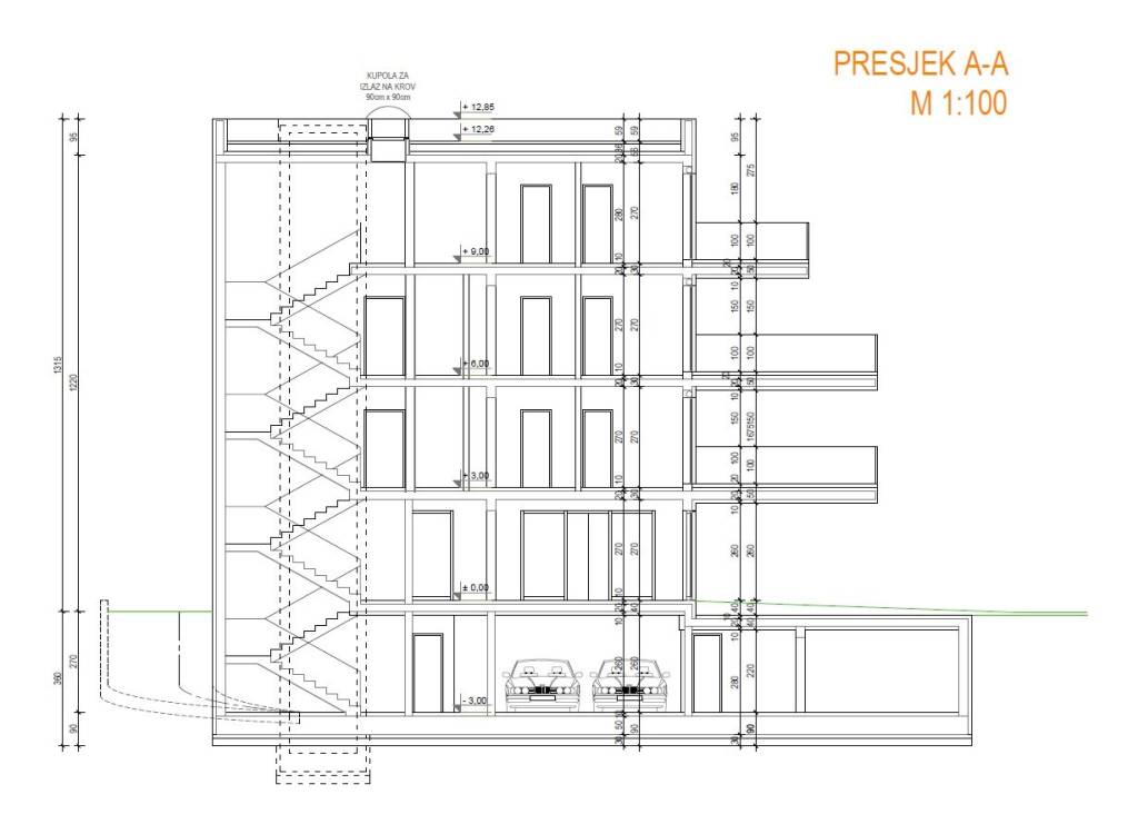 Prodaja stanova Zagreb, Podsused - Vrapce - novogradnja - presjek zgrade