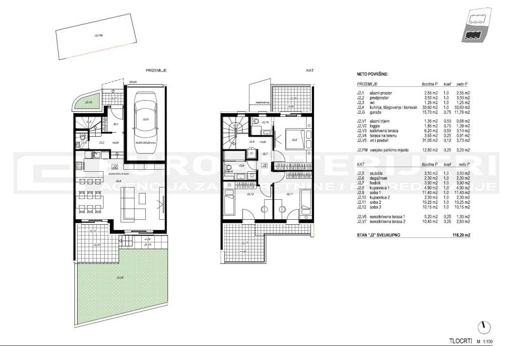 Zagreb, prodaja kca Perjavica - dvoetazna u novogradnji - tlocrt kuce