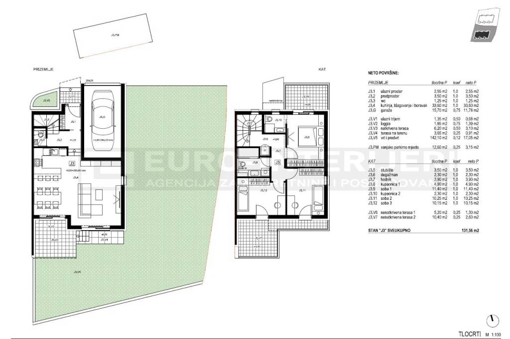 Zagreb, prodaja kuca u nizu Perjavica, tlocrt  S1
