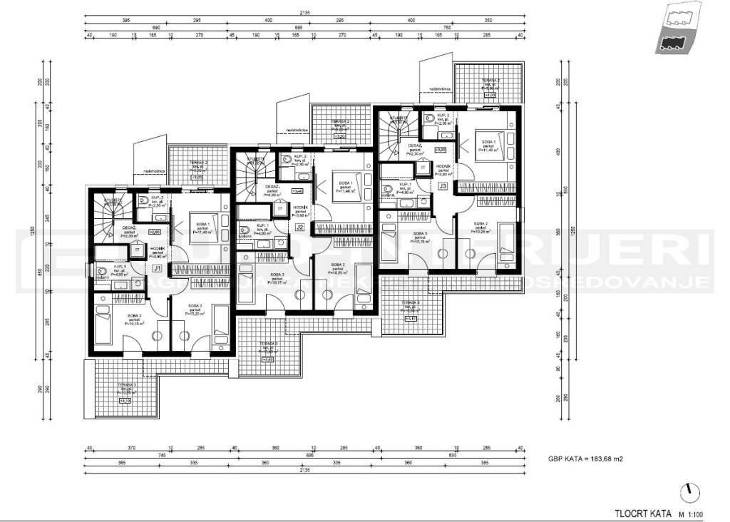 PRODAJA STANOVA ZAGREB - PERJAVICA - NOVOGRADNJA TLOCRT KATA J3