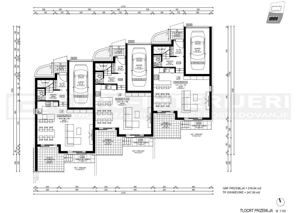 PRODAJA STANOVA ZAGREB - PERJAVICA - NOVOGRADNJA TLOCRT PRIZEMLJA J3