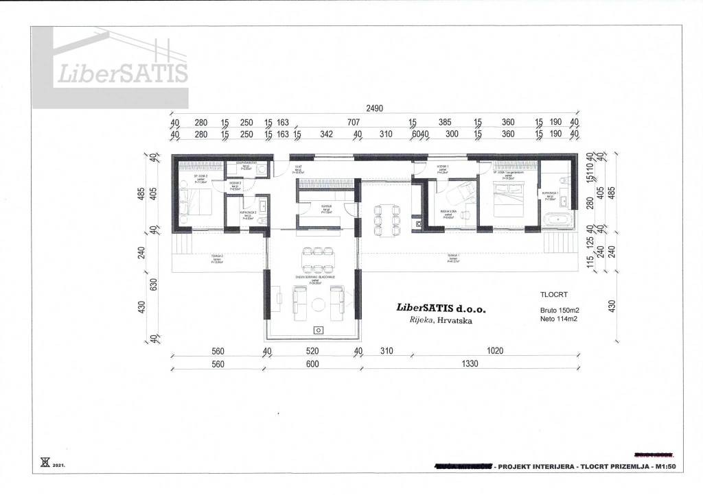 Tlocrt Svetice 150 m2_Watermarked